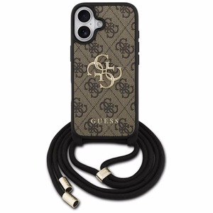 Alkuperäinen Guess 4G Big Logo suojakuori olkahihnalla iPhone 17 ruskea