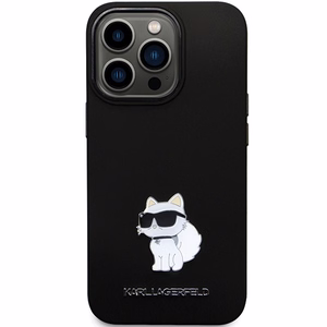 Karl Lagerfeld KLHCP14LSMHCNPK Suojakuori iPhone 14 Pro:lle - musta Silikoninen C Metal Pin