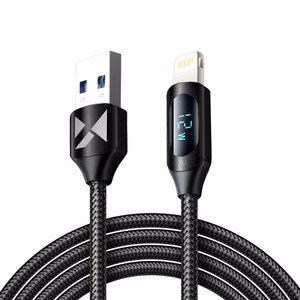 USB-A Kaapeli - Lightning Wozinsky WUALC2 LED-näytöllä 2.4A 2m - musta