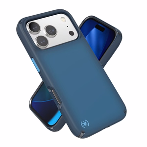 Speck Presidio Lux MagSafe suojakuori iPhone 17 Pro -laitteelle, Deep Sea Fade / Black / Spell Blue -värinen
