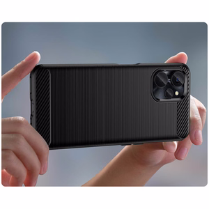 Carbon Case suojakuori Realme 10 5G / Realme 9i 5G:lle joustava silikoninen hiilikuitukuori musta