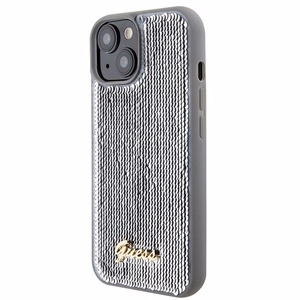 Guess Suojakuori iPhone 13 / 14 / 15:lle GUHCP15SPSFDGSS Sequin Script Metal - hopeinen