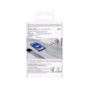 Puro PROLITE 25W USB-A / USB-C wall charger + USB-C - USB-C cable 1.2m - white