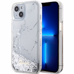 GUESS case for IPHONE 13 / 14 / 15 GUHCP14SLCSGSGH (Liquid Glitter Marble) white