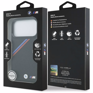 BMW M Tricolor Metal Logo MagSafe Suojakuori iPhone 17 Pro:lle - Musta