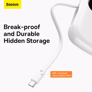 Baseus Power Bank 20000mAh Qpow Pro - USB + C-tyyppi - PD 22,5W C-tyypin kaapelilla (PPQD060302) valkoinen