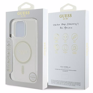 Guess IML Glitter Circle MagSafe suojakuori iPhone 16 Pro Max:lle - läpinäkyvä