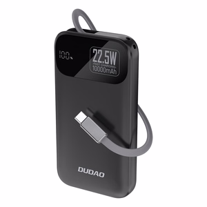 Dudao K31 10000 mAh 22.5W PD Powerbank sisäänrakennetulla kaapelilla - musta