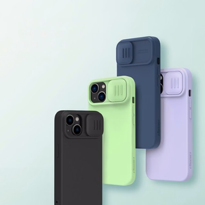 Nillkin CamShield magneettinen silikoni kotelo iPhone 14 Plus magneettinen MagSafe suojus kameran suojuksella vihreä