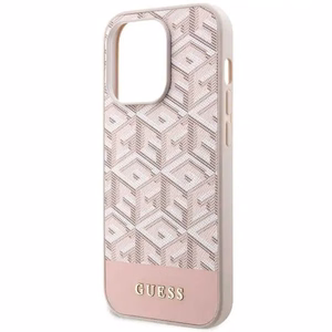 Guess GUHMP14LHGCFSEP iPhone 14 Pro suojakuori MagSafe vaaleanpunainen GCube Stripes