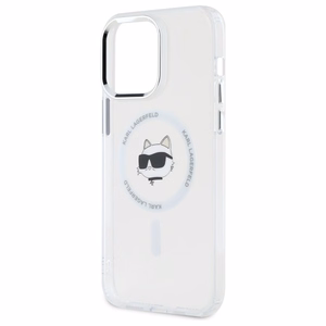 Karl Lagerfeld IML Metal Choupette Head MagSafe iPhone 13 Pro Suojakuori - valkoinen