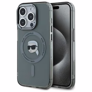 Karl Lagerfeld KLHMP15XHLSKIK iPhone 15 Pro Max 6.7" musta/musta kovakuori IML Metal Karl Head MagSafe
