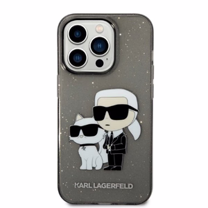 Karl Lagerfeld Glitter Karl&Choupette suojakuori iPhone 14 Pro:lle - musta