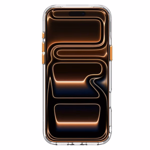Spigen Ultra Hybrid Optik S MagSafe -suojakuori iPhone 18 Pro / 17 Pro -malleille, läpinäkyvä oranssi