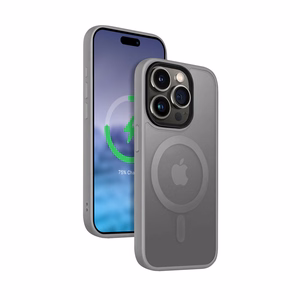 Crong Hybrid Frost MAG Cover suojakuori iPhone 15 Pro -laitteelle, MagSafe-yhteensopiva, harmaa