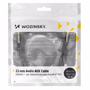 Wozinsky yleinen mini jack kaapeli 2x AUX kaapeli 3 m musta