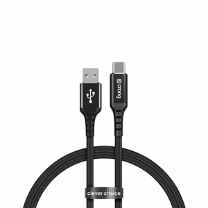 Crong Armor Link USB-A–USB-C -kaapeli, 1.5 m, 60 W / 3 A, musta