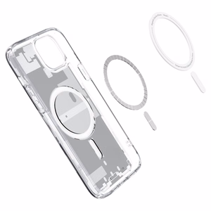 Spigen Ultra Hybrid Mag suojakuori MagSafe:lla iPhone 15 Plus:lle - valkoinen (Zero One Pattern)