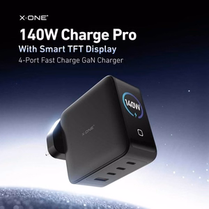 Travel charger X-ONE ChargeGo GaN 65W with retractable cable and USB C port - black