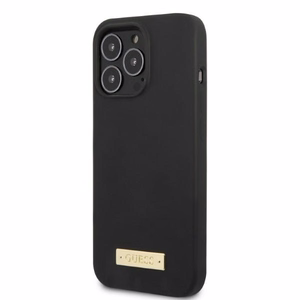 Guess GUHMP13LSPLK iPhone 13 Pro / 13 6.1" musta/musta kova Suojakuori Silicone Logo Plate MagSafe