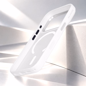 Liavec Cloudy -suojakuori metallisella kamerakehyksellä mallille iPhone 18 Pro Max/17 Pro Max, valkoinen (kameran ohjauspainike)