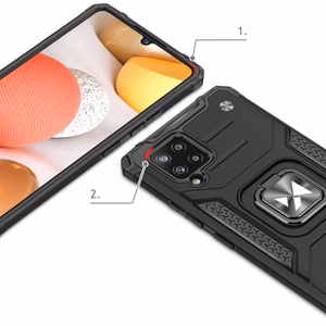 Wozinsky Ring Armor Case Kickstand Kova Rugged Cover Samsung Galaxy A42 5G musta musta