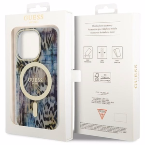 Guess GUHMP14LHLEOPWB iPhone 14 Pro 6.1 sininen/sininen suojakuori Leopard MagSafe