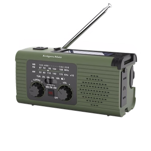 Kruger&Matz kannettava aurinkokäyttöinen SOS-hätäradio, 5000 mAh:n varavirtalähde, taskulamppu ja dynamo