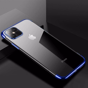 Clear Color case Gel TPU cover with a metallic frame for Xiaomi Redmi Note 11S / Note 11 blue