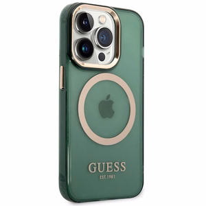 Guess GUHMP14XHTCMA iPhone 14 Pro Max 6.7 vihreä/khaki kovakuori Gold Outline Translucent MagSafe
