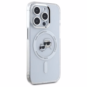 Karl Lagerfeld IML Metal Karl&Choupette Head MagSafe iPhone 15 Pro Case - White