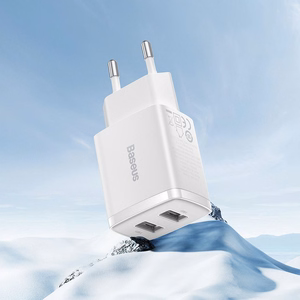 Baseus Compact Quick Charger, 2x USB, 10.5W (white)