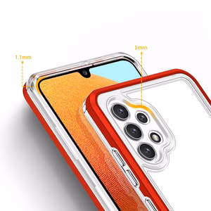 Kirkas 3in1 Asia Samsung Galaxy A32 5G Frame Gel Cover Punainen