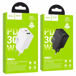 Laturi Hoco N71 (1xUSB-C; 1xUSB 30W) musta