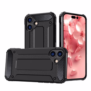 Hybrid Armor Suojakuori iPhone 16 Plus:lle - Musta