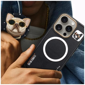 Nimmy Glasses Cool Dog MagSafe Suojakuori iPhone 16 Pro:lle - musta