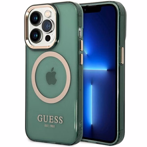 Guess GUHMP14XHTCMA iPhone 14 Pro Max 6.7 vihreä/khaki kovakuori Gold Outline Translucent MagSafe
