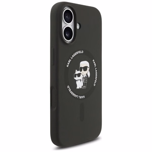 Karl Lagerfeld Silikoninen Karl&Choupette Ring MagSafe Suojakuori iPhone 17:lle - Musta