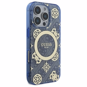Guess GUHMP16XH4PYEEB iPhone 16 Pro Max 6.9" sininen/sininen kovakuori IML Peony On 4G Background MagSafe