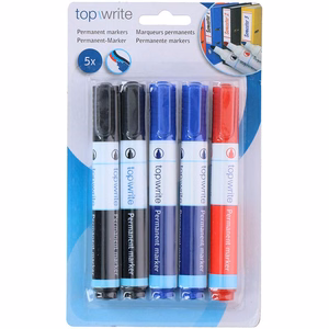 Topwrite-permanenttitussisarja, 5 kpl, musta / sininen / punainen