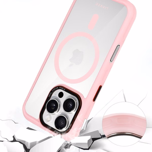 Liavec Hybrid Magsafe läpinäkyvä suojakuori iPhone 16 Pro Max:lle vaaleanpunainen