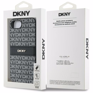 DKNY Repeat Texture Pattern Tonal Stripe Suojakuori iPhone 16e:lle - musta