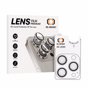 Tel Protect 3D Lens -läpinäkyvät karkaistut suojalasit Apple iPhone 18 Pro- ja iPhone 18 Pro Max -puhelinten kameralinsseille (3 kpl)