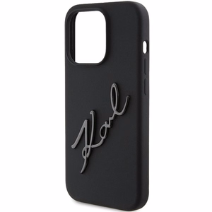 KARL LAGERFELD Suojakuori IPHONE 15 Prolle KLHCP15LSKSBMCK (Silicone Karl Script Logo) musta