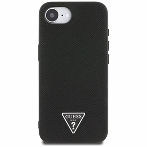 Guess HC MagSafe Grained PU Triangle Logo Suojakuori iPhone 16e:lle - Musta