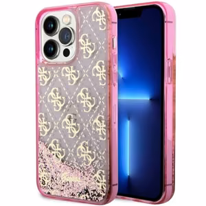 Guess GUHCP14XLC4PSGP iPhone 14 Pro Max 6.7" vaaleanpunainen/vaaleanpunainen hardcase Liquid Glitter 4G Transculent