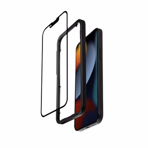 Crong 3D Armor Glass tempered-glass screen protector for iPhone 17e / 16e / 14 / 13 / 13 Pro, with installation frame