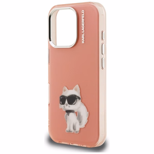 Karl Lagerfeld IML Aquarelle Choupette & Logo Suojakuori iPhone 16 Pro Maxille - Vaaleanpunainen