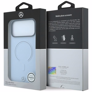 Mercedes 3D MagSafe nahkainen suojakuori malleille iPhone 18 Pro Max / 17 Pro Max, sininen