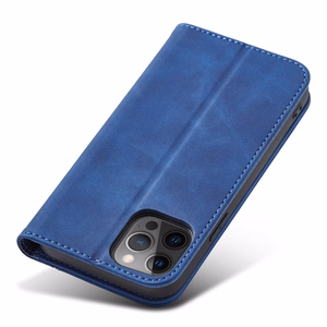 Magneetti Fancy Case Kotelo iPhone 12 Pro Max pussi kortti lompakko kortti jalusta sininen
